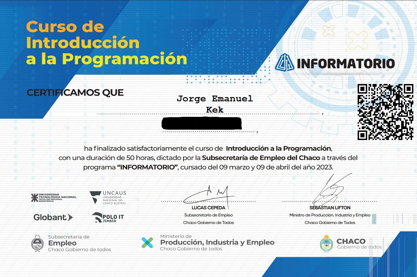 Certificado introducción a la programación